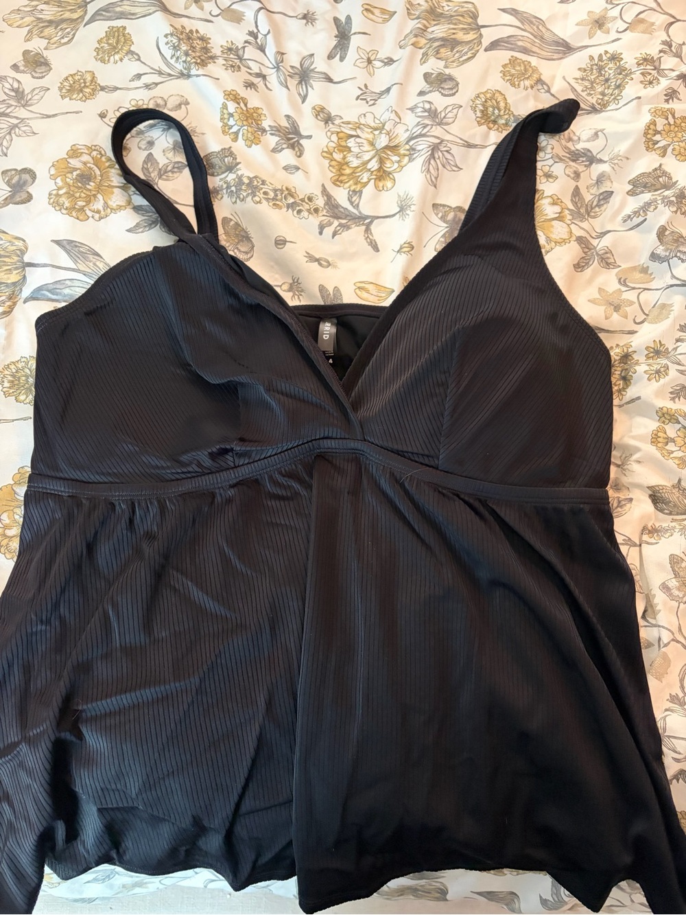 Torrid Black Ribbed V-Neck Women's Tankini Top